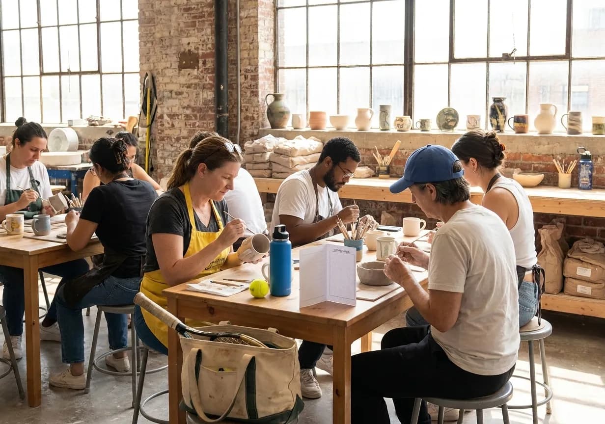 A bright Queens local-life scene connected to Charlotte FC Pumas Pottery Studios Near US Open Flushing.