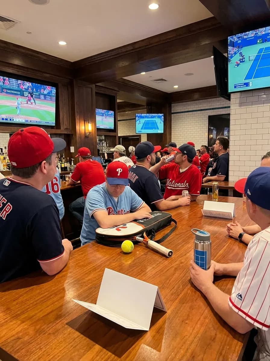 A bright Queens local-life scene connected to Nationals vs Phillies Fans: NYC Hotel Sports Lounges US Open Week.