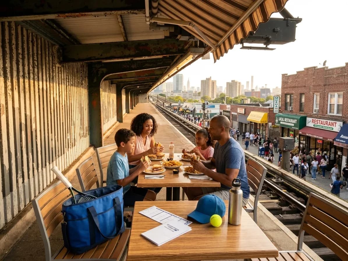 A bright Queens local-life scene connected to Royals vs Twins Family Meals Around US Open Afternoons.