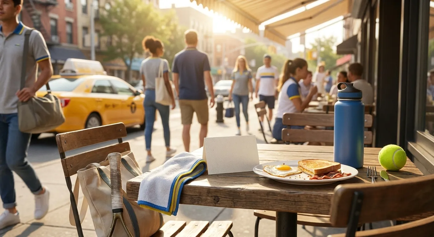 Bright Queens local-life detail for Nicholas Hoult Scenes Around US Open 2026 Second Screen Spot.