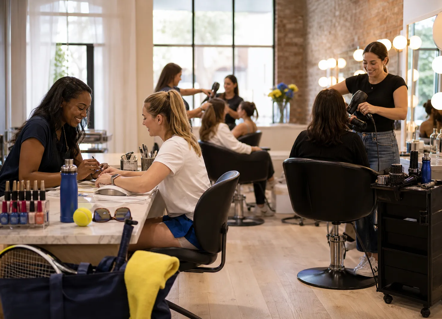 A bright Queens local-life scene connected to Paris Hilton Style Beauty Services Near Queens US Open.