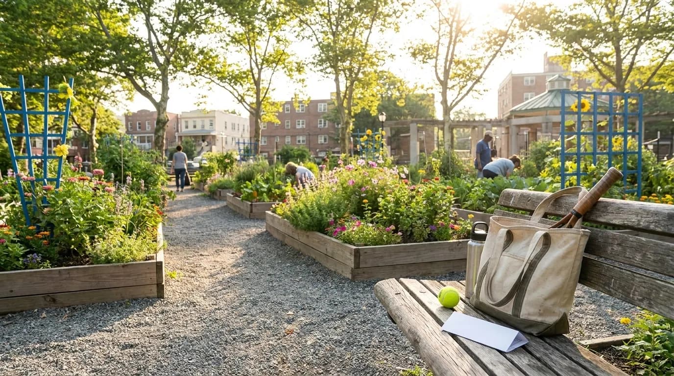 Bright New York local-life cover for Rays vs Rockies Public Garden Walks Near US Open.