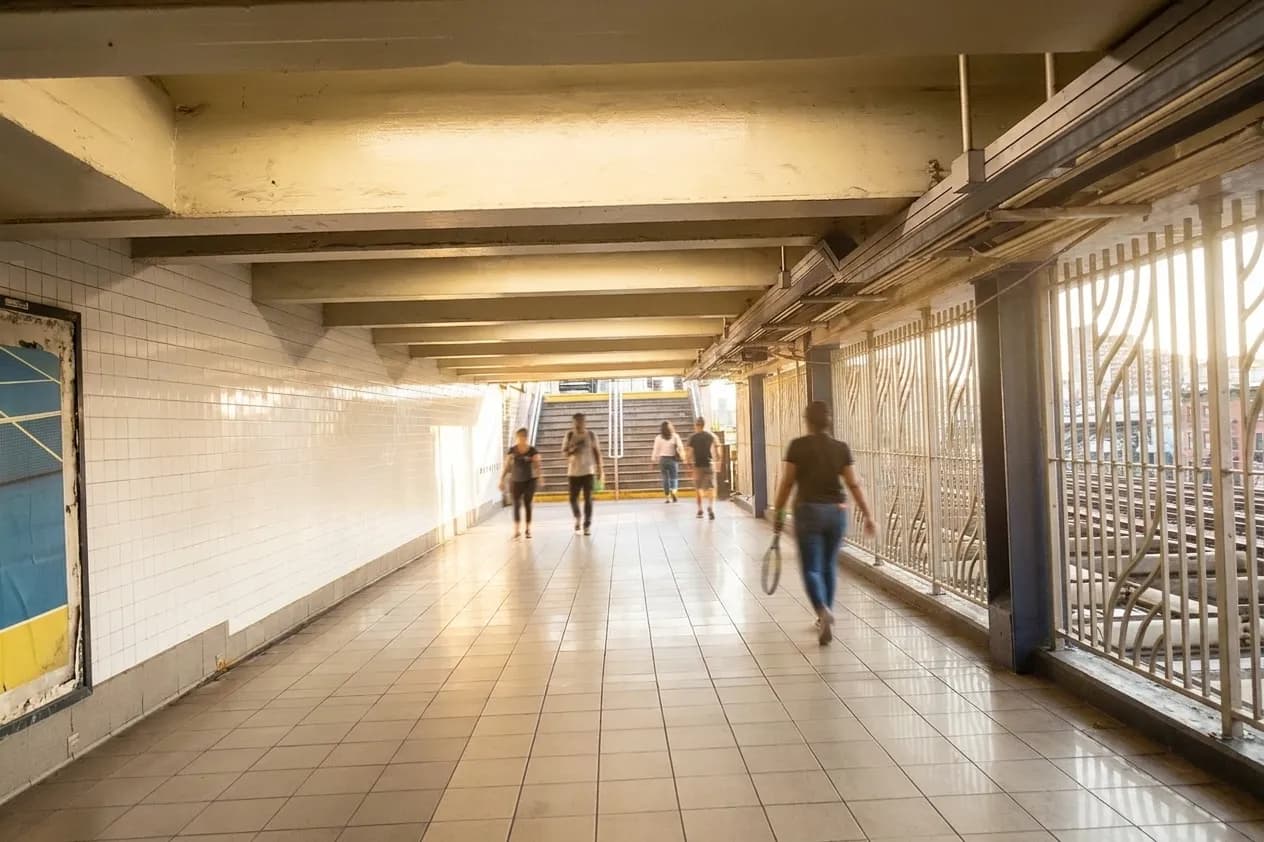 A bright New York local-life cover for Tesla Cybertruck Parking Options Near Flushing Meadows During US Open, inspired by queens subway station.