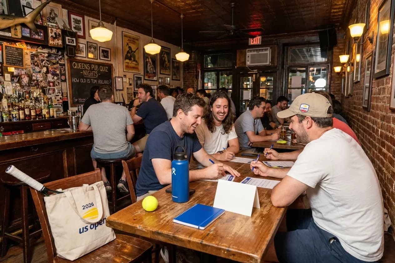 A bright Queens local-life scene connected to How Old Is Tom Holland Trivia: Queens Pub Quiz Nights Open.