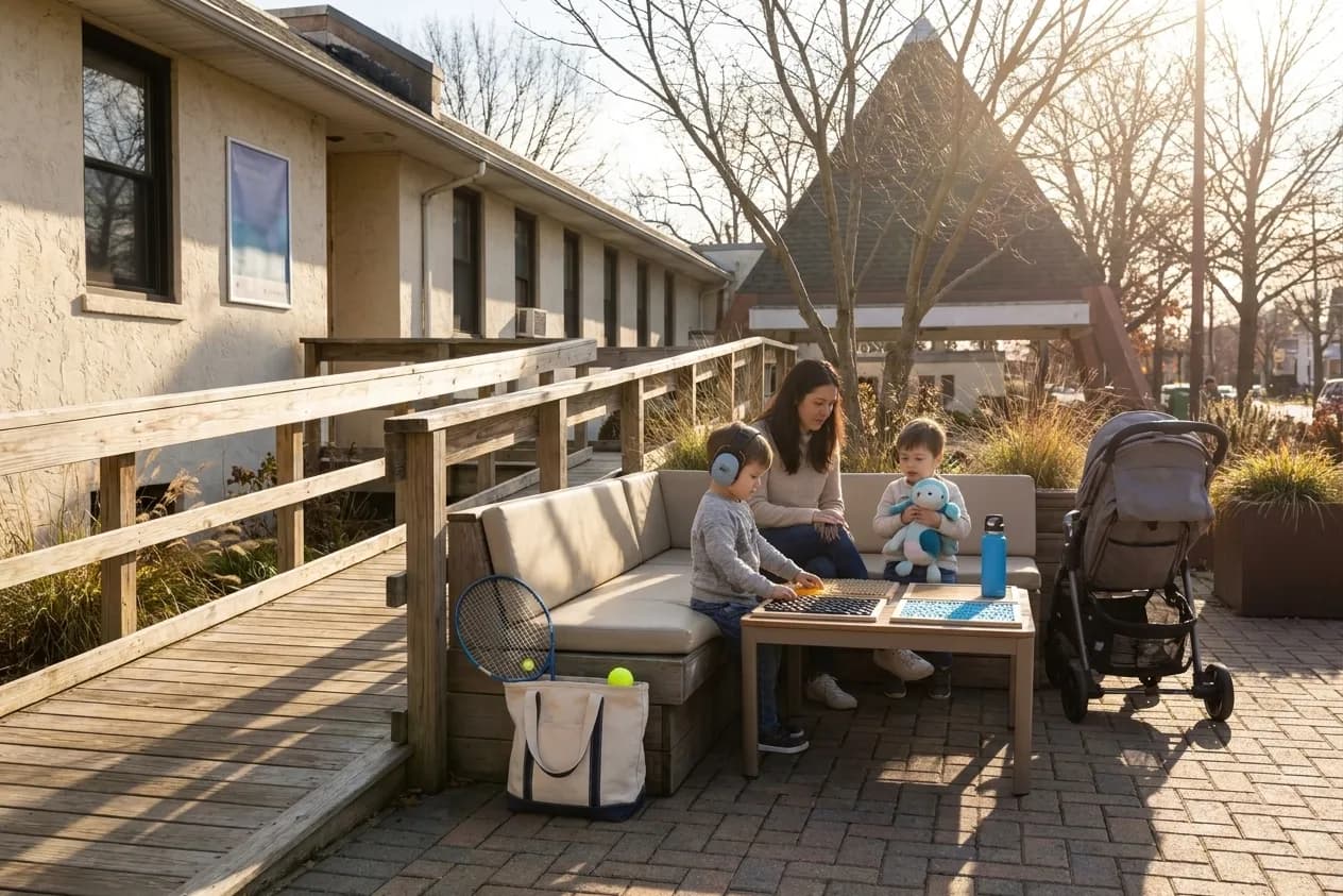 A bright Queens local-life scene connected to Toddler Calm Down Spaces Near 2026 US Open Grounds.
