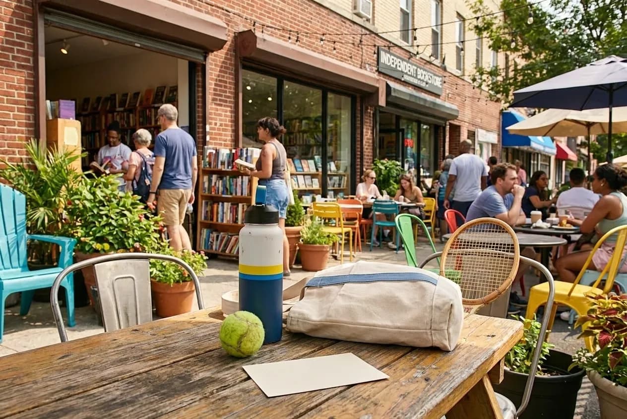 Bright Queens local-life detail for 7 Brew Route Before US Open 2026 Bookstore Pause.