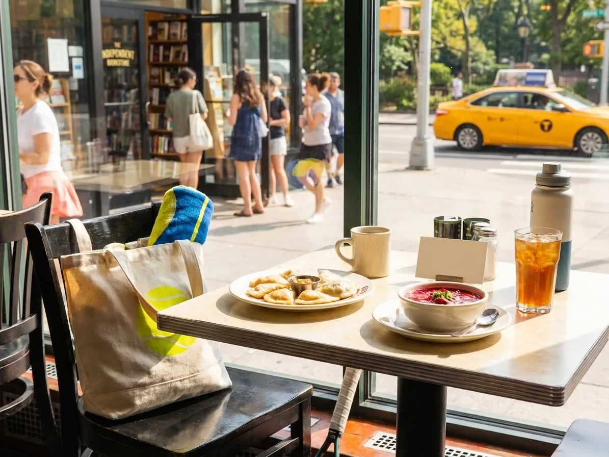 Bright Queens local-life detail for 7 Brew Route Before US Open 2026 Bookstore Pause.