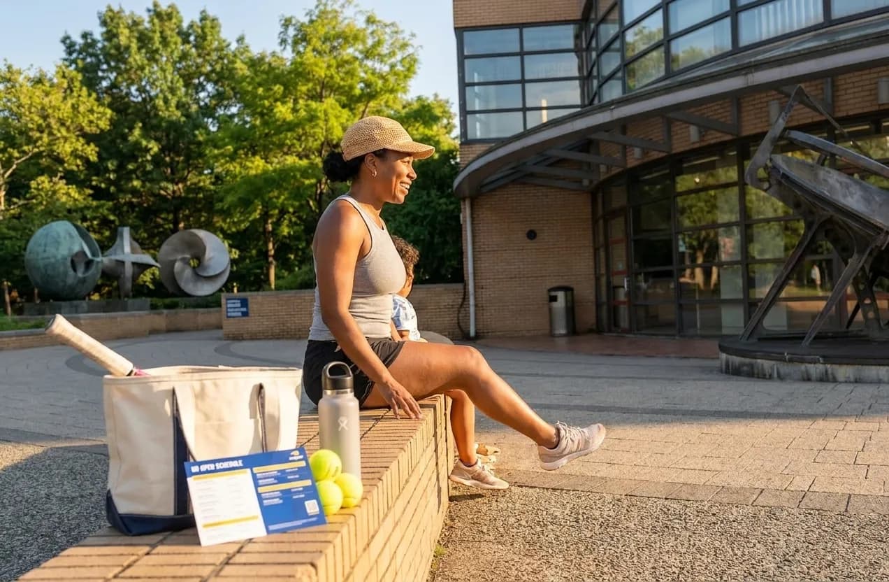 A bright Queens local-life scene connected to Simone Biles Balance Lessons for Long US Open Days.