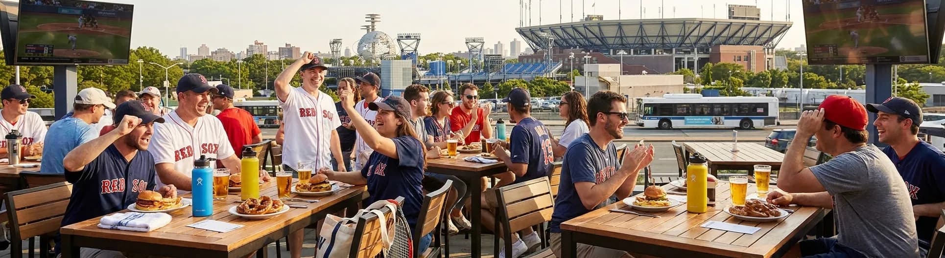 Bright Queens local-life detail for Athletics Red Sox Standing-Room Bars Around US Open 2026.