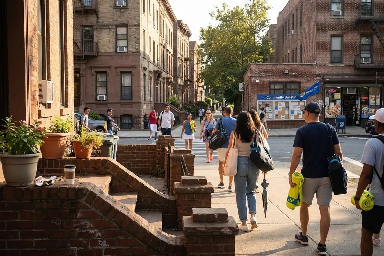 A distinct New York editorial scene inspired by new york soccer field, connected to US Open week.
