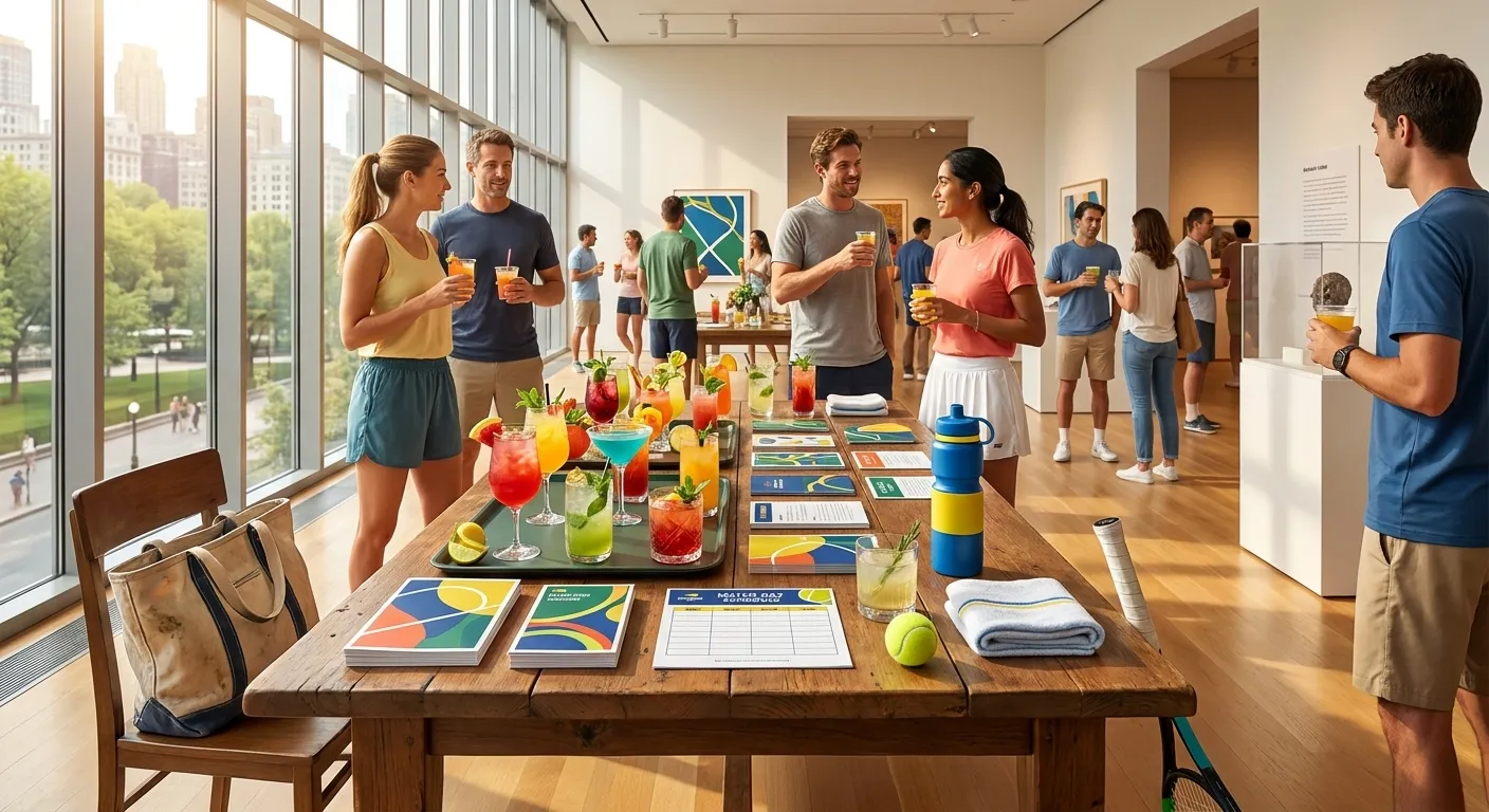 Bright realistic US Open 2026 local-life cover for Posiciones De Club Tigres Checklist For US Open 2026 Mocktail Table.
