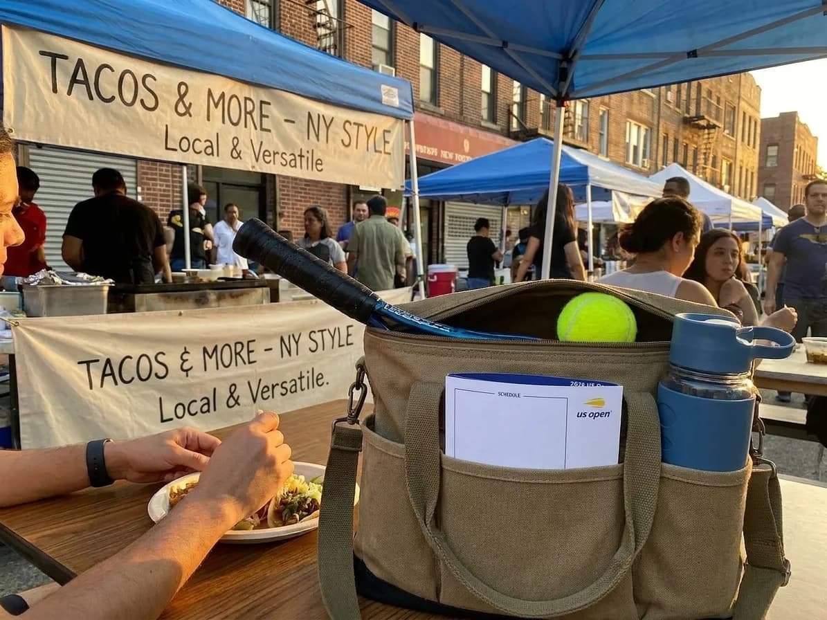 A bright Queens local-life scene connected to Taysom Hill Utility Packing for Flexible US Open Plans.