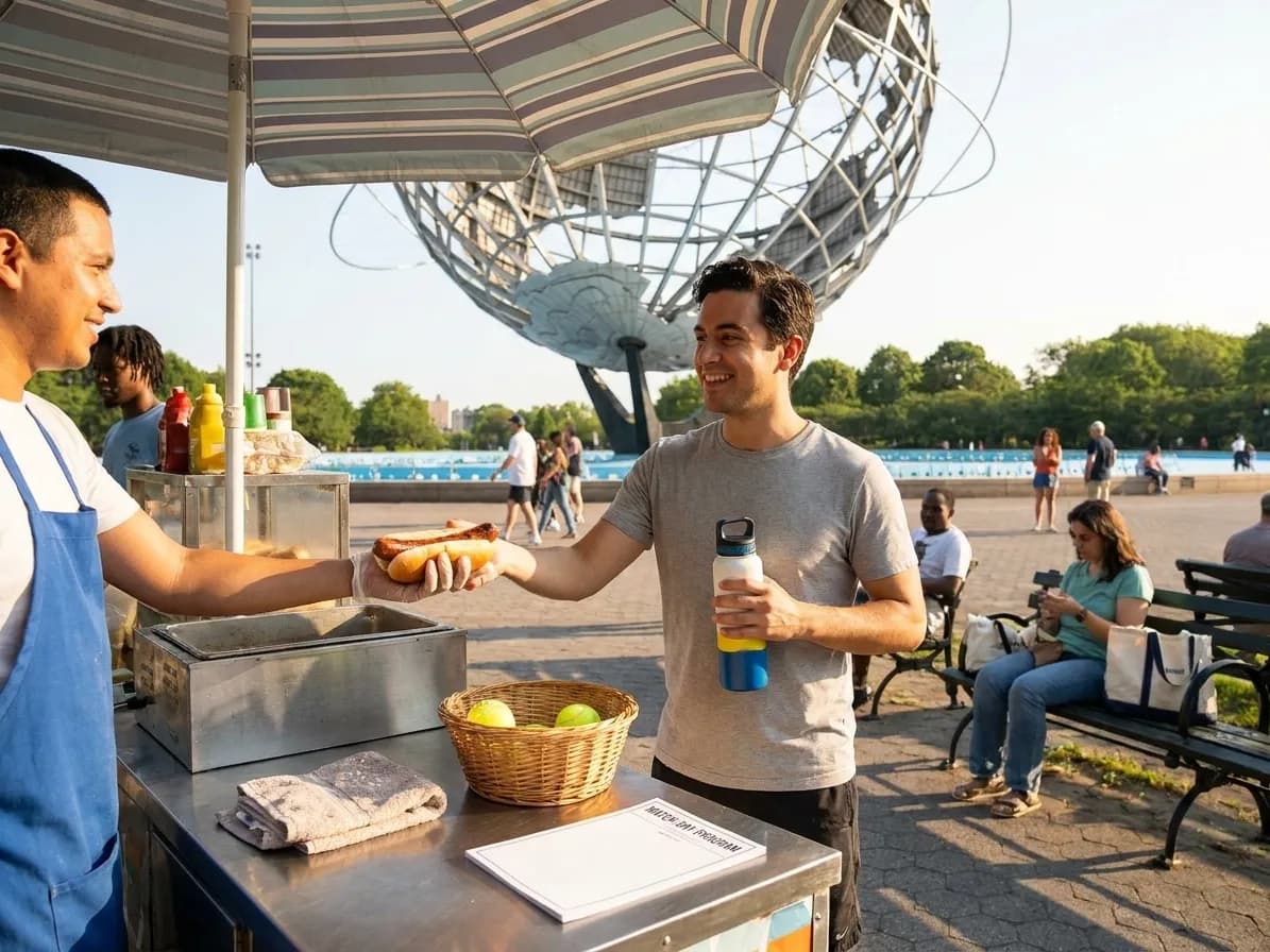 Bright Queens local-life detail for Twins Brewers Bratwurst Stops Before US Open 2026.