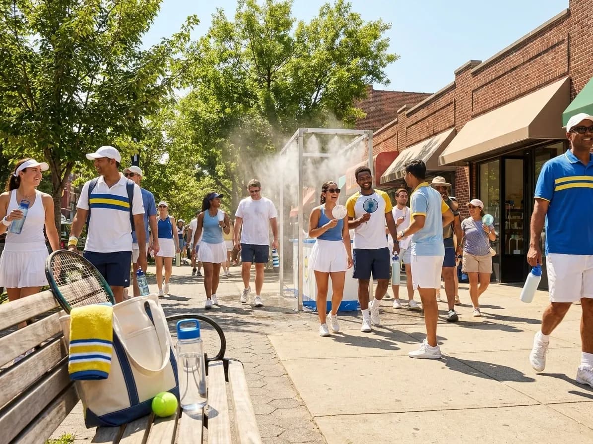Bright Queens local-life detail for Derecho Storm Fan Plan For US Open 2026 Cooldown Route.