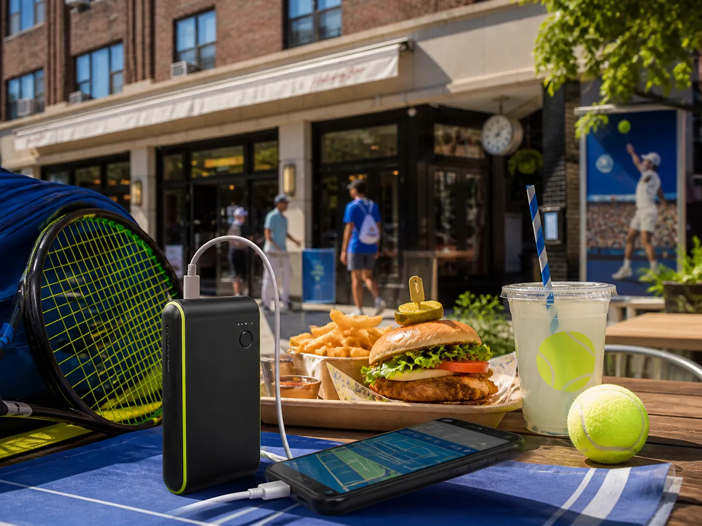 Bright New York local-life cover for Sparks Vs Lynx Near US Open 2026: Portable Battery Rentals For Long Stadium Days.