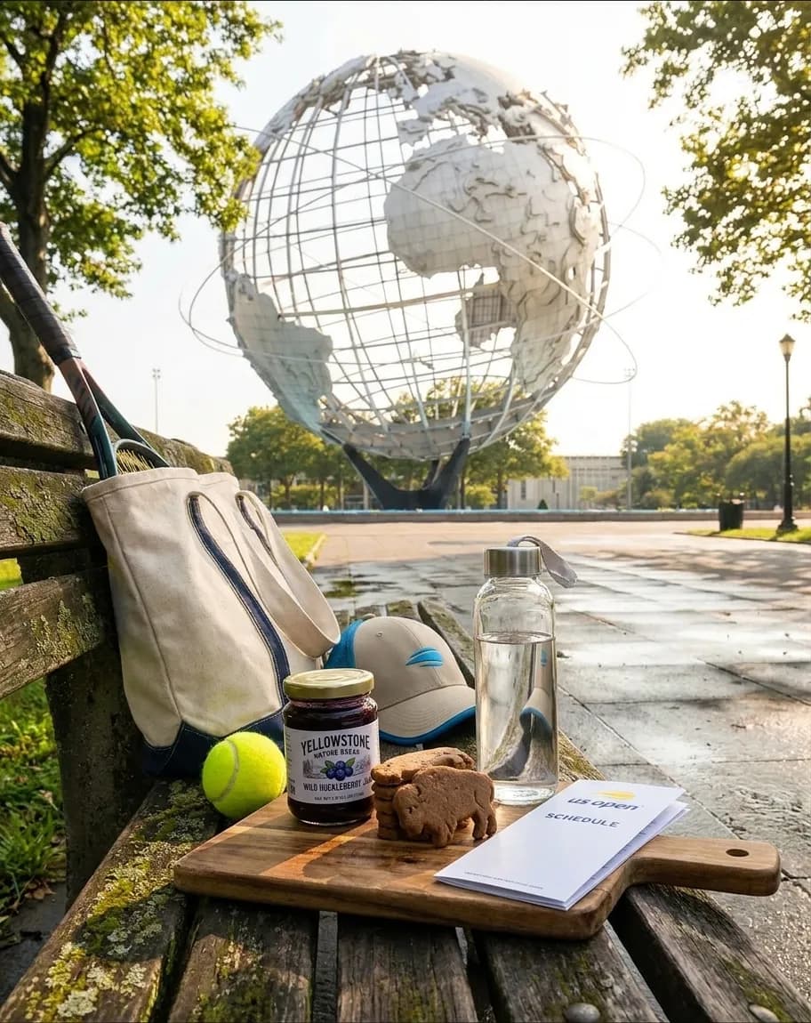 Bright New York local-life cover for Yellowstone Nature Breaks Around Flushing Meadows US Open.