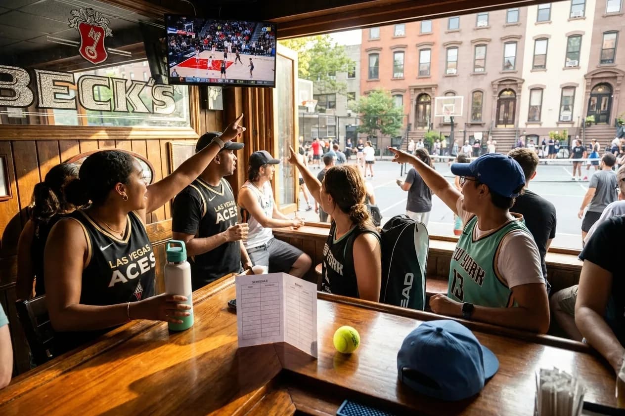 Bright New York local-life cover for Kelsey Plum WNBA Fans: NYC Basketball Courts Near US Open Venue.