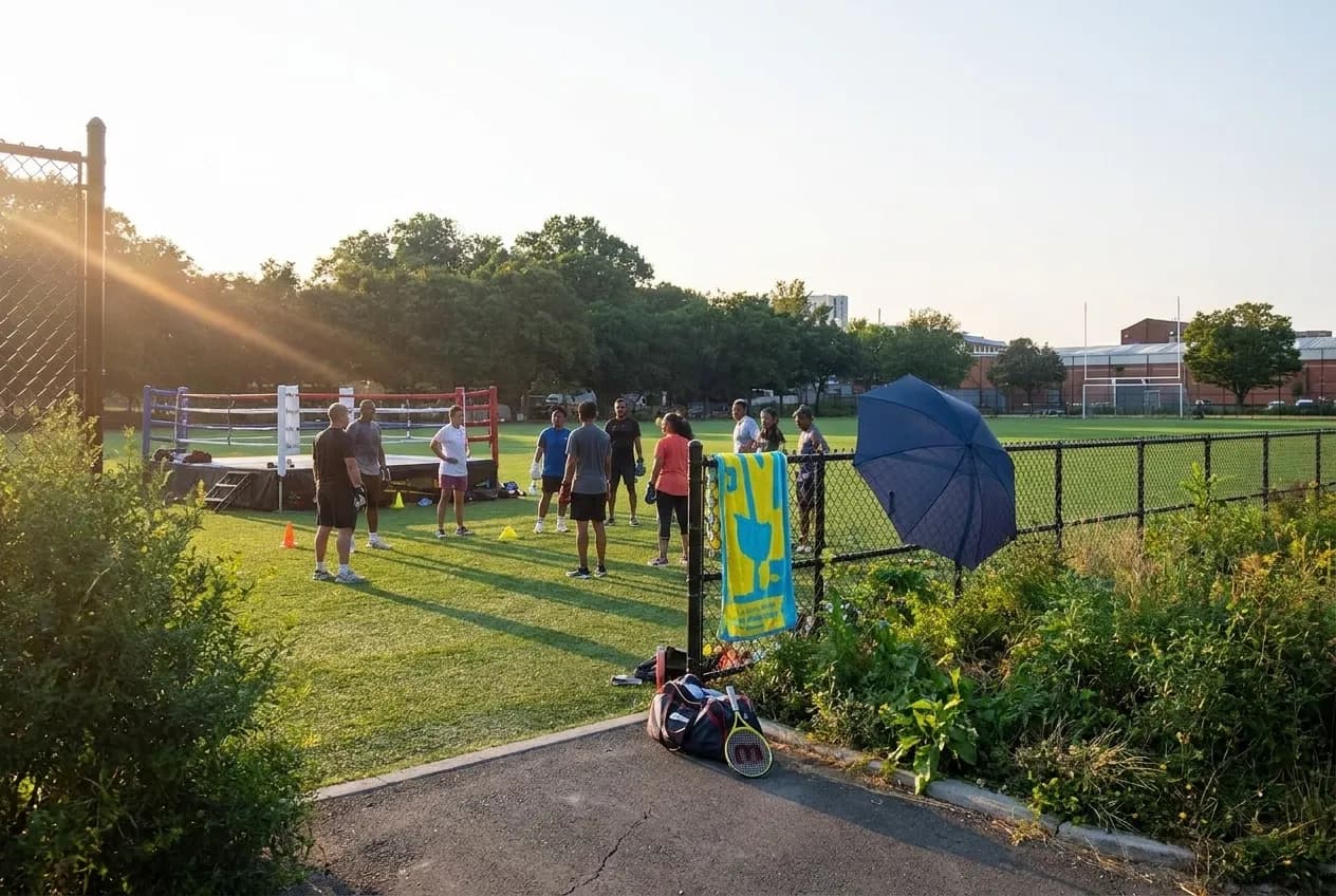 A distinct New York editorial scene inspired by new york soccer field, connected to US Open week.