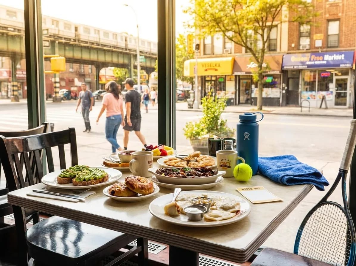 Bright Queens local-life detail for Fever Sky Women-Sports Brunch Route For US Open 2026.