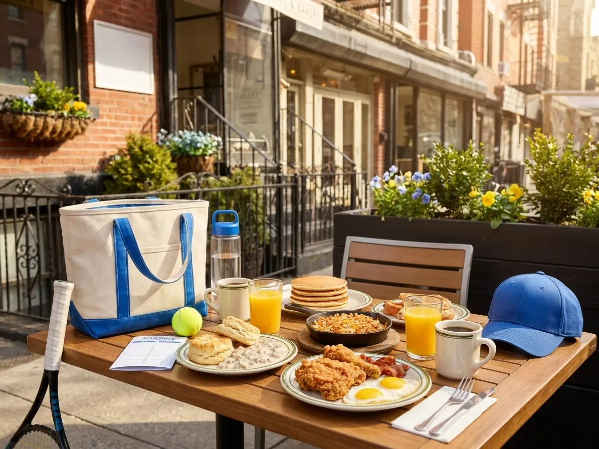 Bright New York local-life cover for Randy Travis Country Breakfast Diners Near US Open Flushing.
