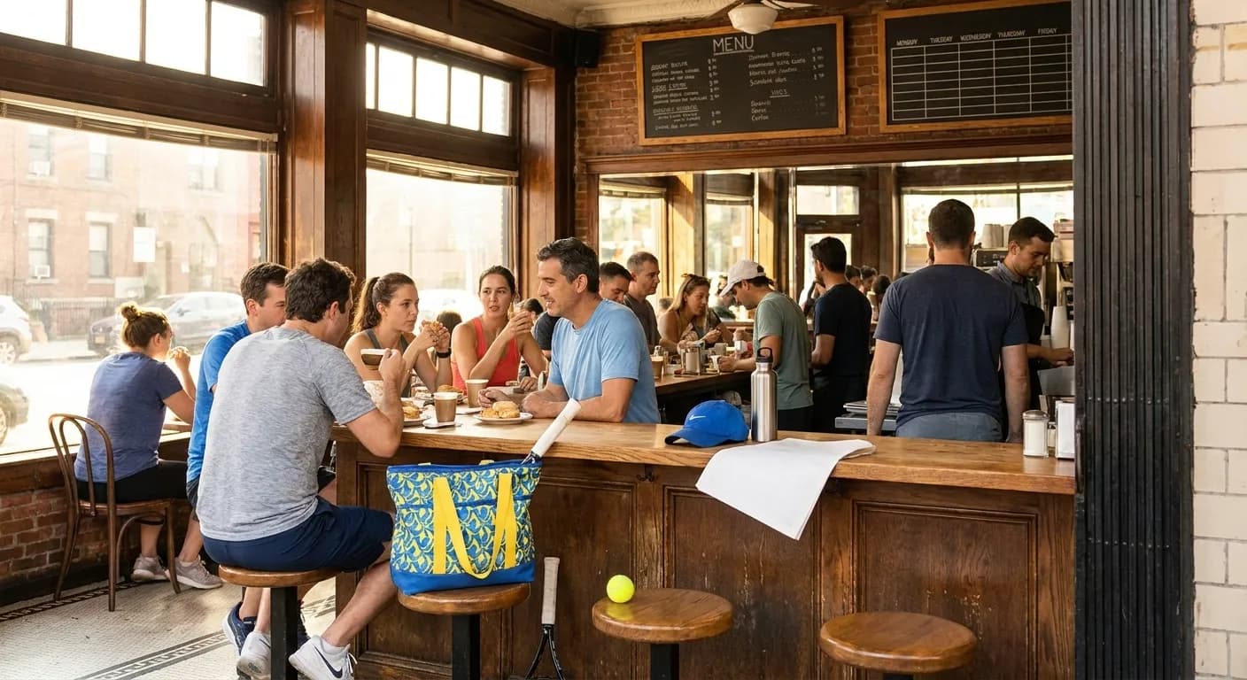 A bright Queens local-life scene connected to Randy Travis Country Breakfast Diners Near US Open Flushing.