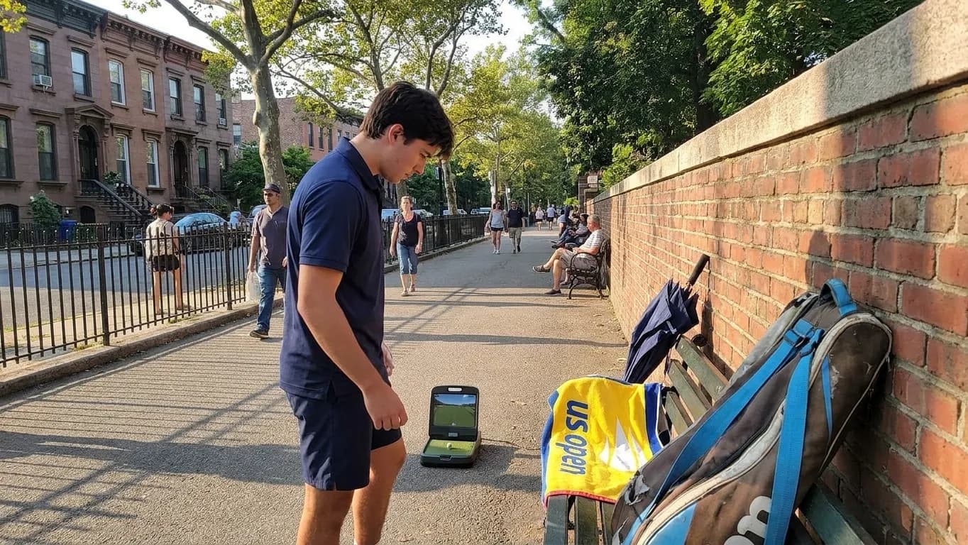 A distinct New York editorial scene inspired by new york soccer field, connected to US Open week.