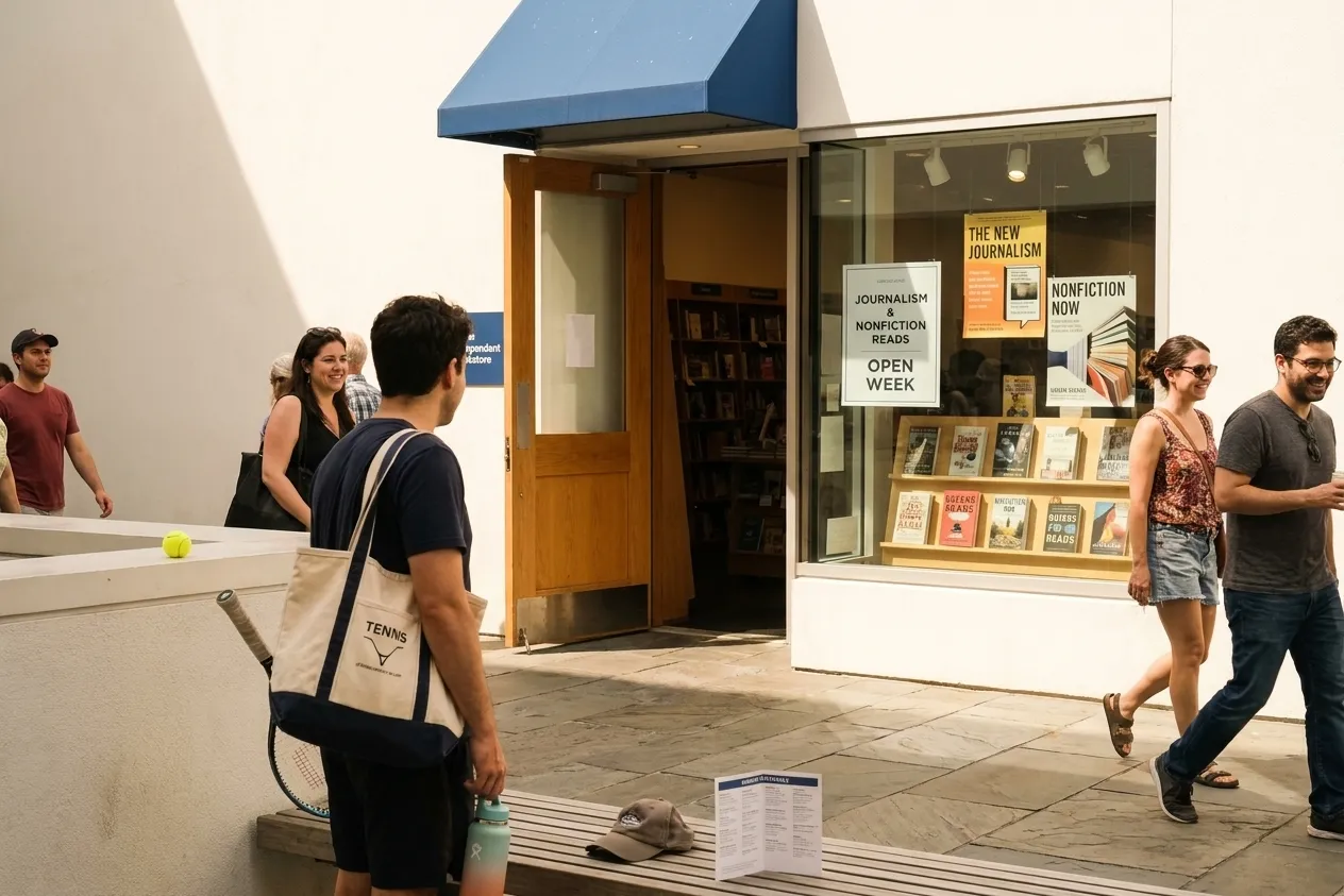 A bright Queens local-life scene connected to Scott Pelley News Style: Queens Bookstores for Journalism Reads Open Week.