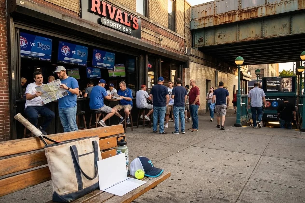 A bright Queens local-life scene connected to Rangers vs Rays Sports Bar Maps Near Flushing Tennis.
