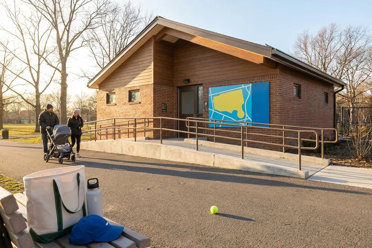 A bright Queens local-life scene connected to Tempo vs Valkyries Accessible Restrooms Near US Open Grounds.