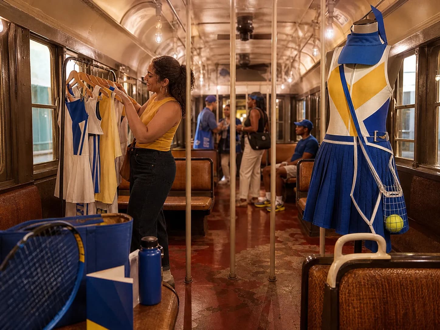 Bright New York local-life cover for Juno Temple Costume Exhibits Near Queens 2026 US Open.