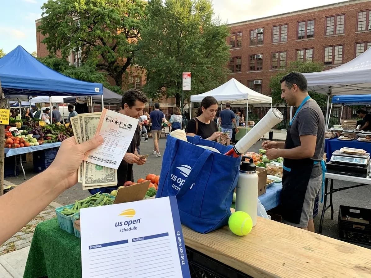 A bright Queens local-life scene connected to Powerball Numbers Budget Games for Queens US Open Days.