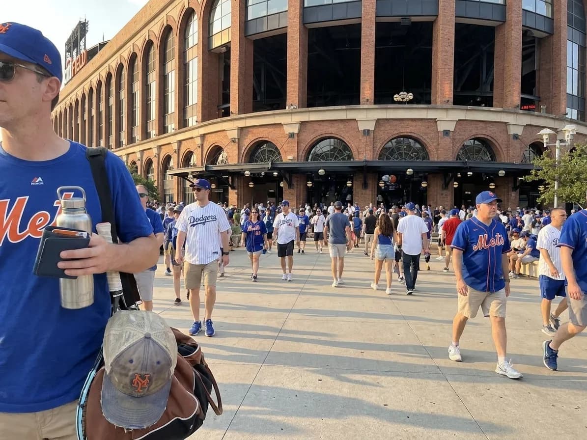 A bright Queens local-life scene inspired by citi field queens, with subtle US Open details.