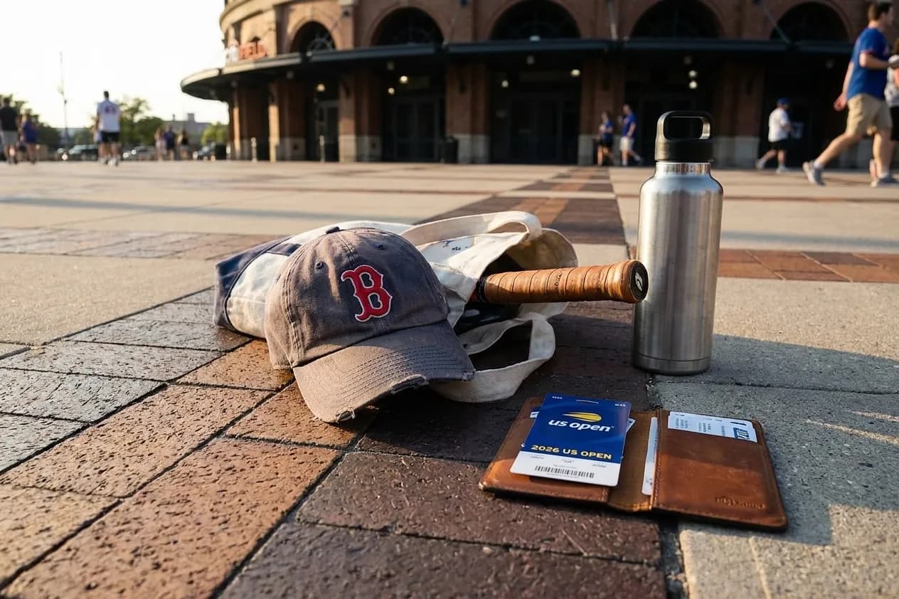A bright Queens local-life scene inspired by citi field queens, with subtle US Open details.