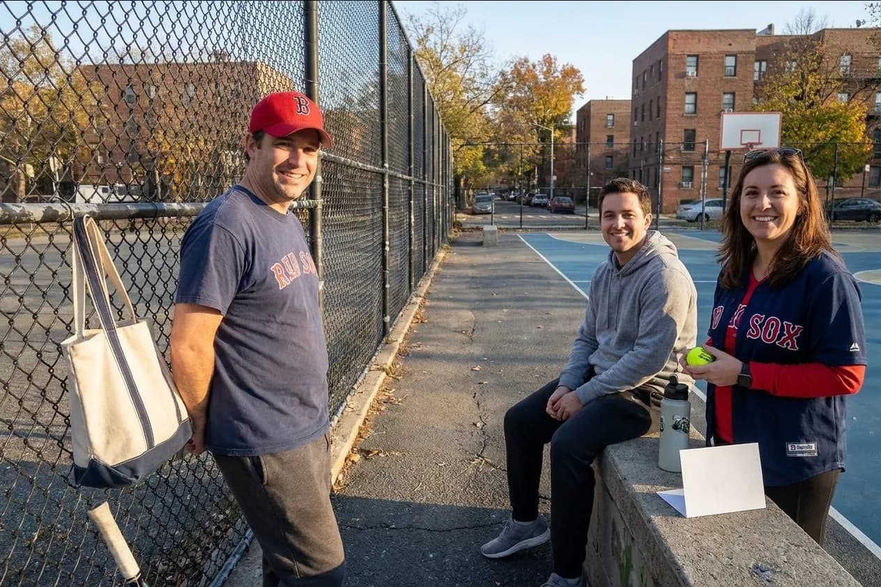 A bright Queens local-life scene connected to Red Sox Fans Boston to Queens US Open Weekend.