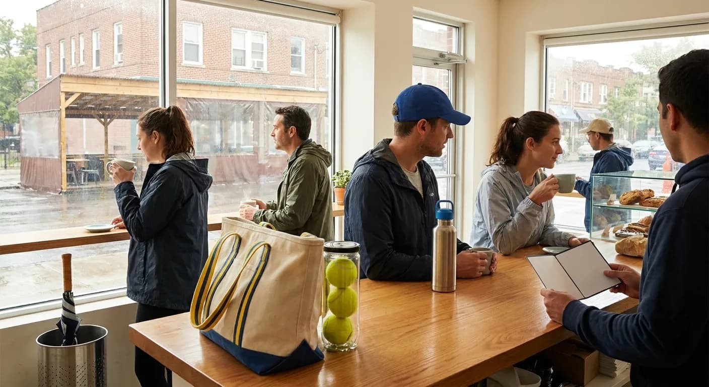 Bright New York local-life cover for Tigres UANL vs Salt Lake Rain Detour Cafes US Open.