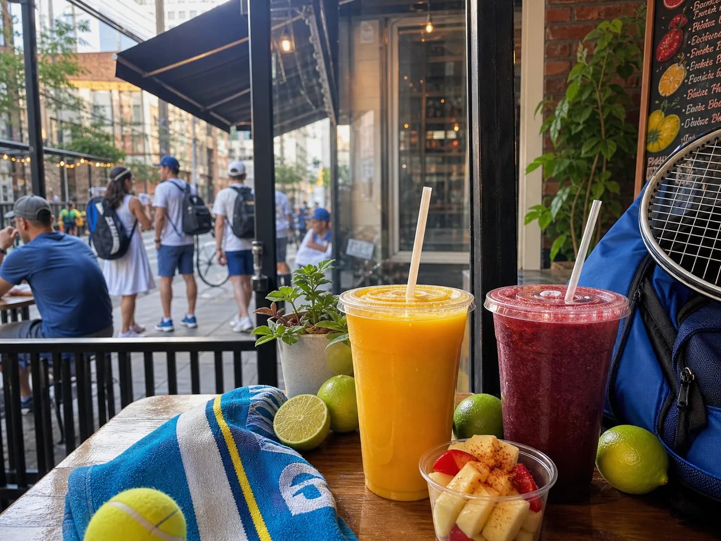 Bright New York local-life cover for Cruz Azul Vs Philadelphia Near US Open 2026: Latin American Juice Bars For Hot Match Days.