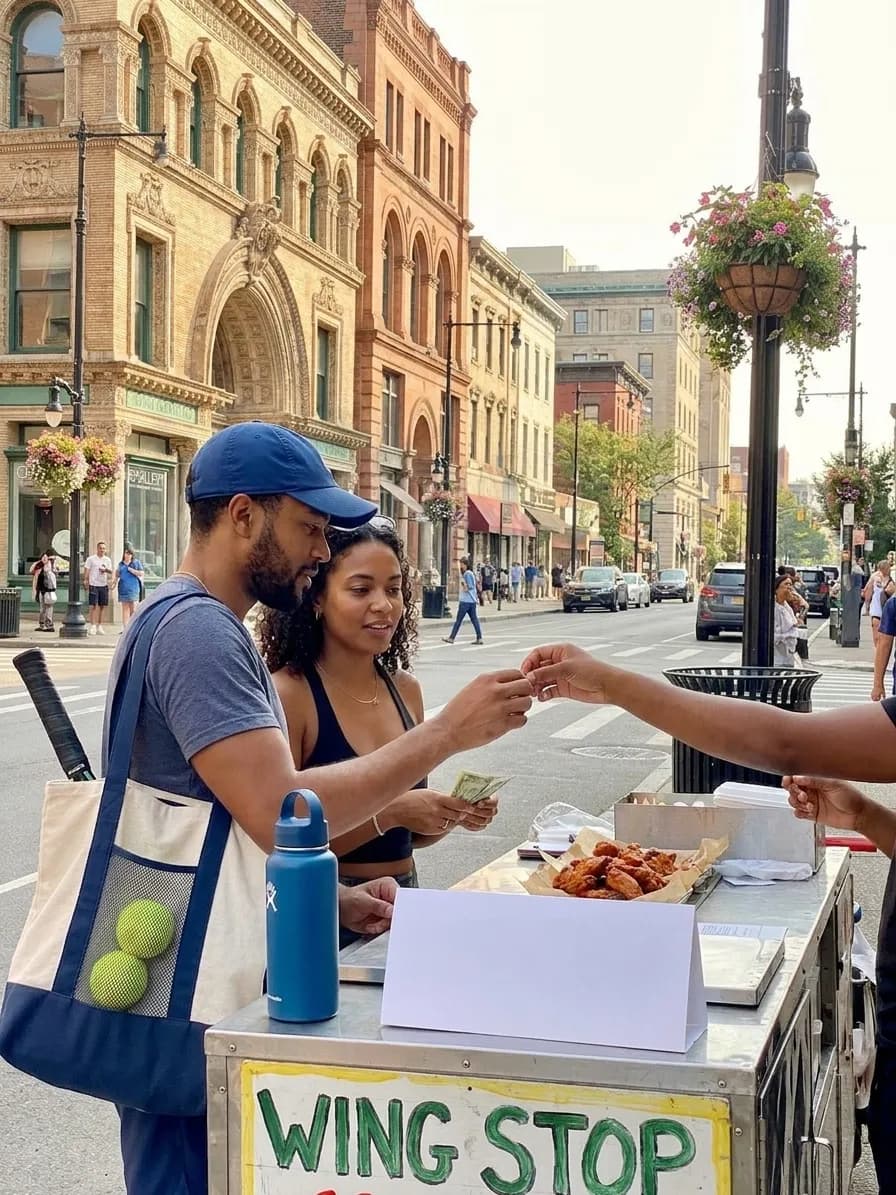 A bright Queens local-life scene connected to National Wing Day Queens Bites Before US Open Sessions.