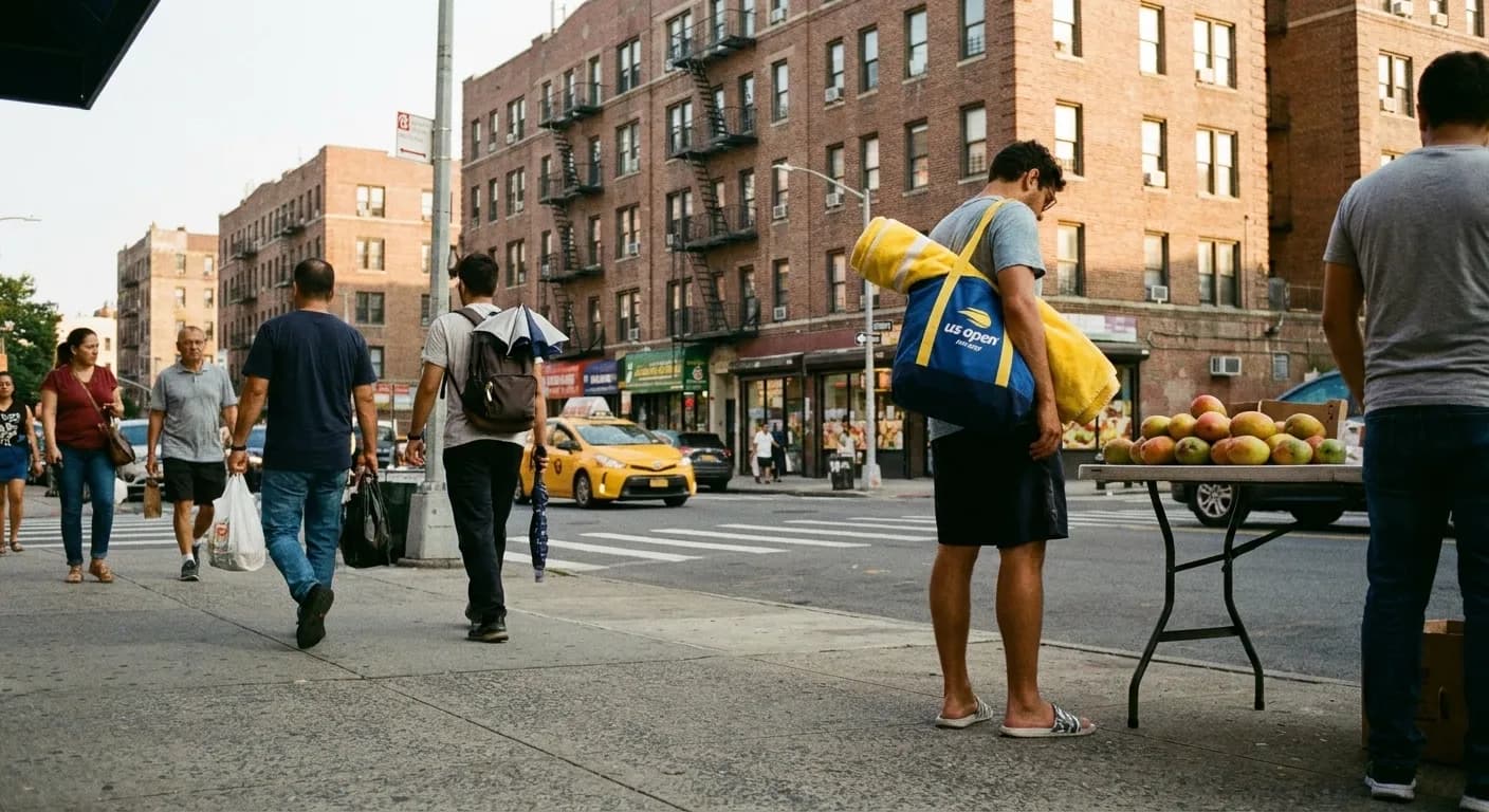 A distinct New York editorial scene inspired by queens night market, connected to US Open week.