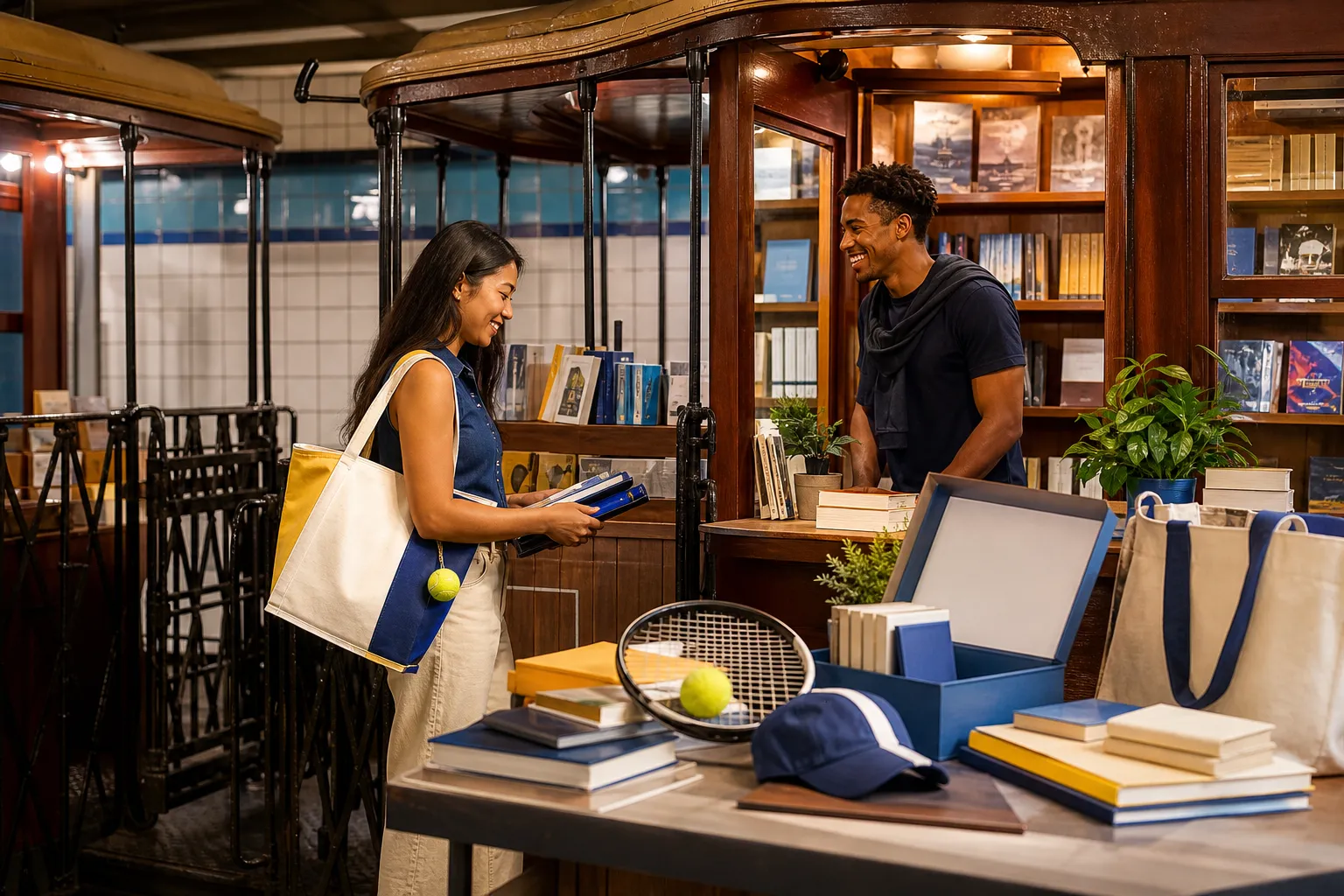 Bright New York local-life cover for Dario Amodei AI Ethics Bookstores Near Queens US Open.