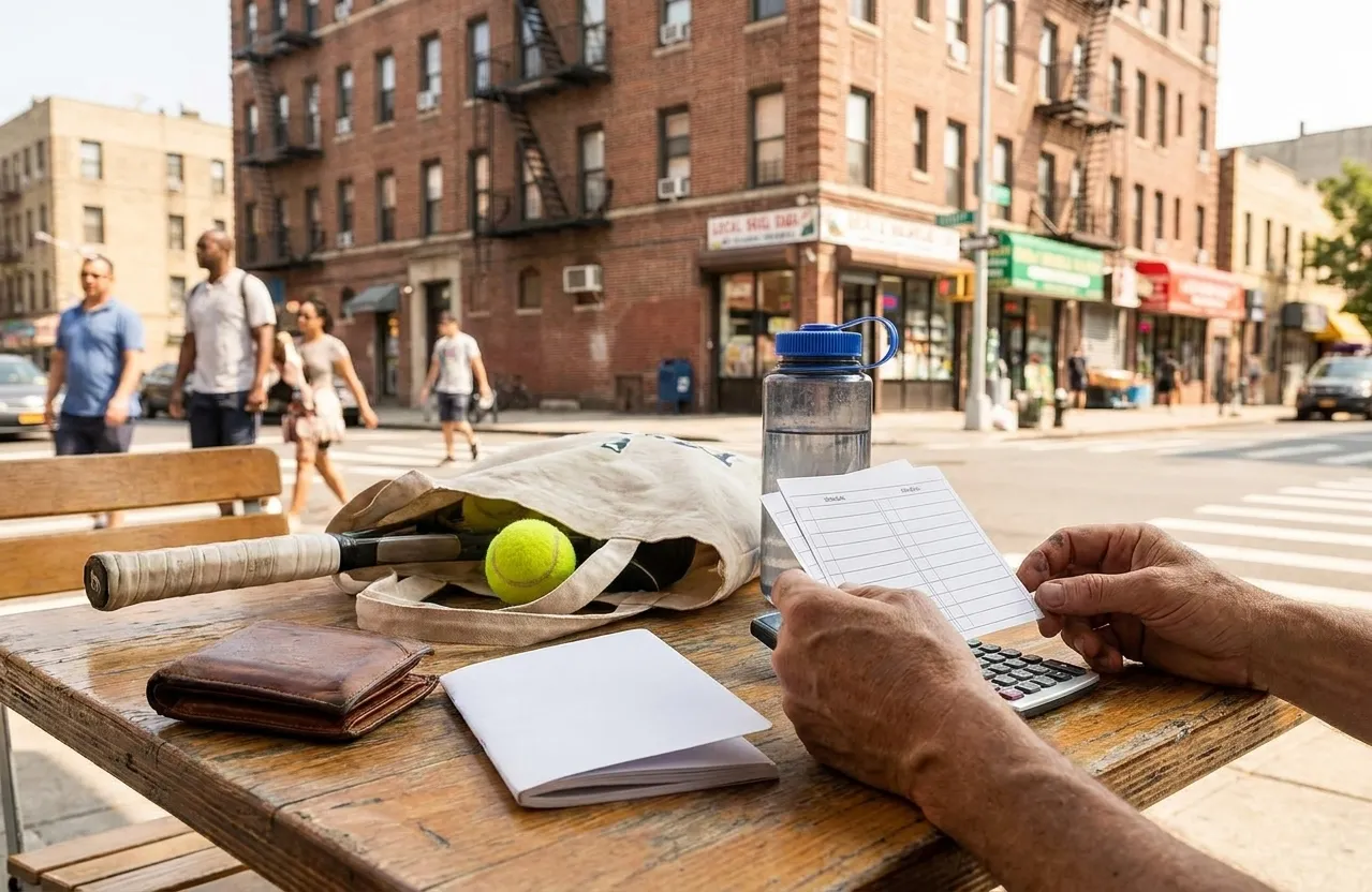 A bright Queens local-life scene connected to Mega Millions Budget Choices for Real US Open Weekends.