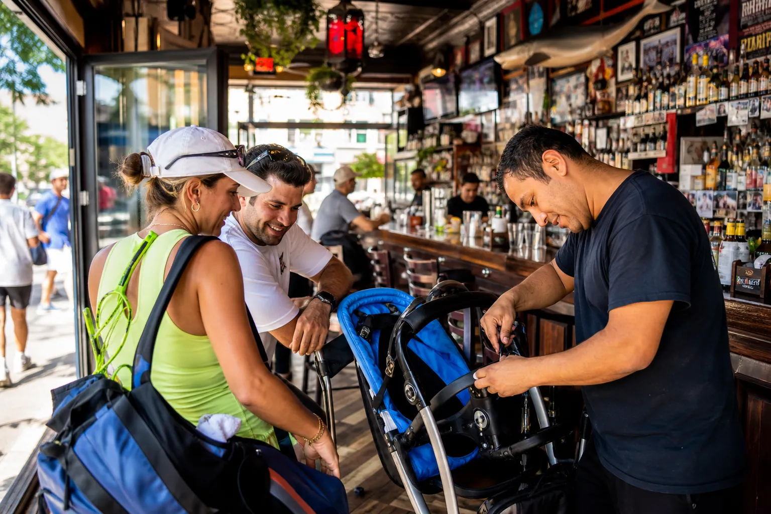 A bright Queens local-life scene connected to 2026-27 Winter Weather Predictions Near US Open 2026: Family Stroller Repair Stops Near Flushing Meadows.