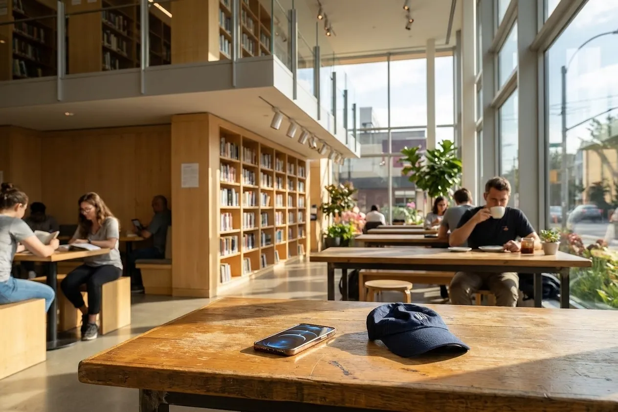 A bright New York local-life cover for Ransom Canyon Hotel Watchlist After Rainy US Open Days in NYC, inspired by queens library interior.