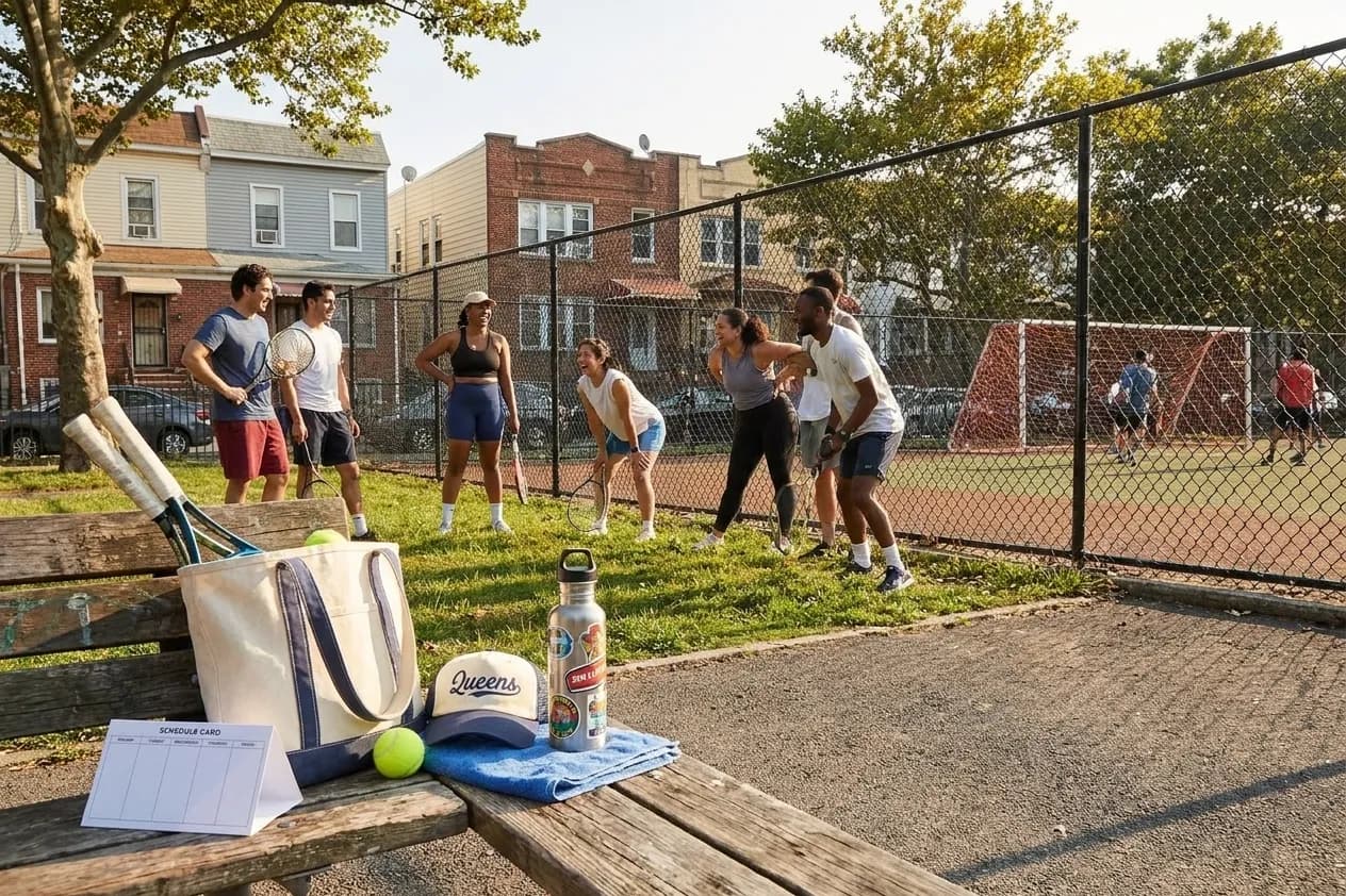A bright Queens local-life scene connected to Steph Curry Shot Precision Lessons for US Open Viewing.