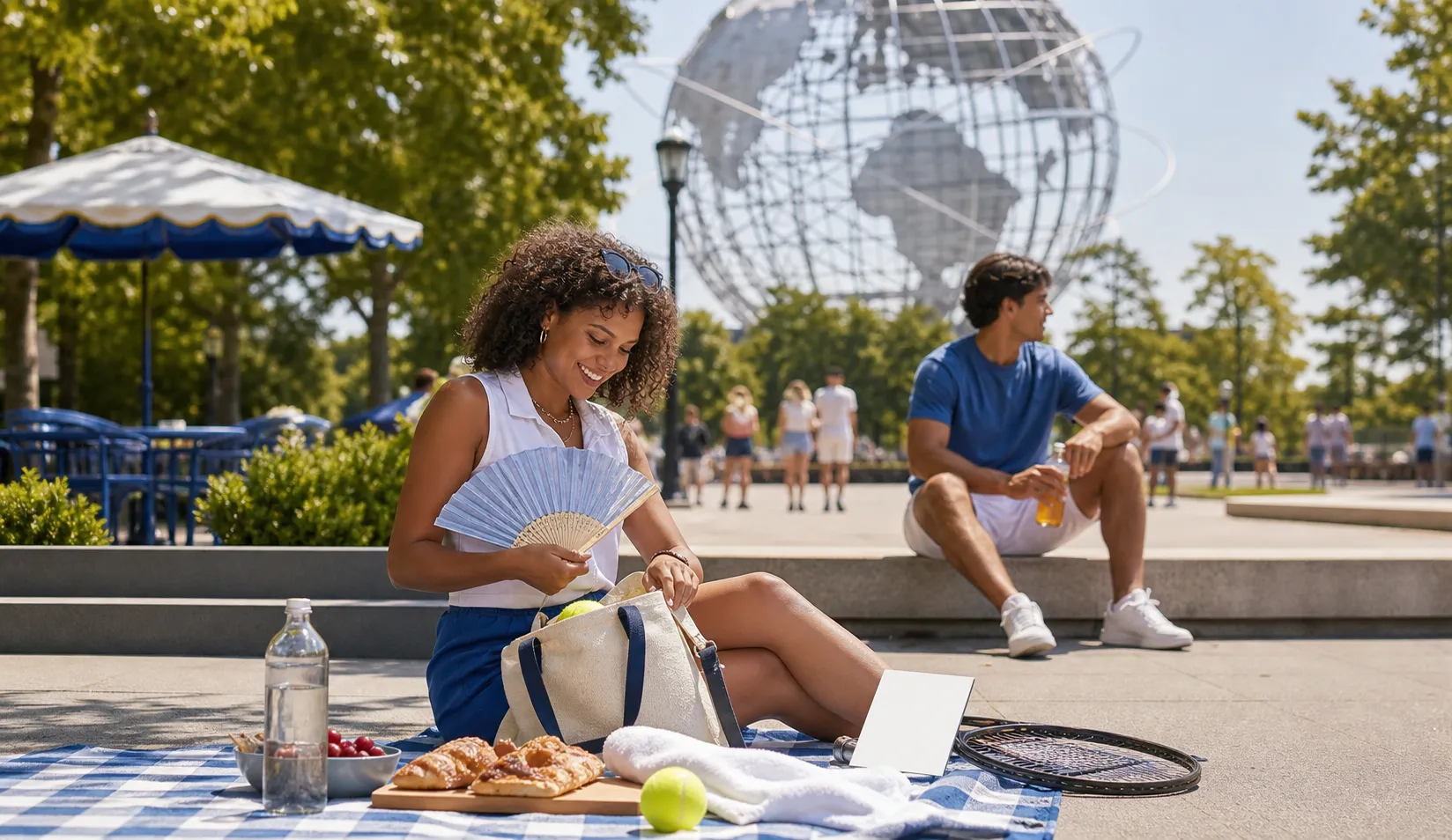 Bright realistic US Open 2026 local-life cover for Chicago Weather Radar Fan Plan For US Open 2026 Hotel Lobby Break.