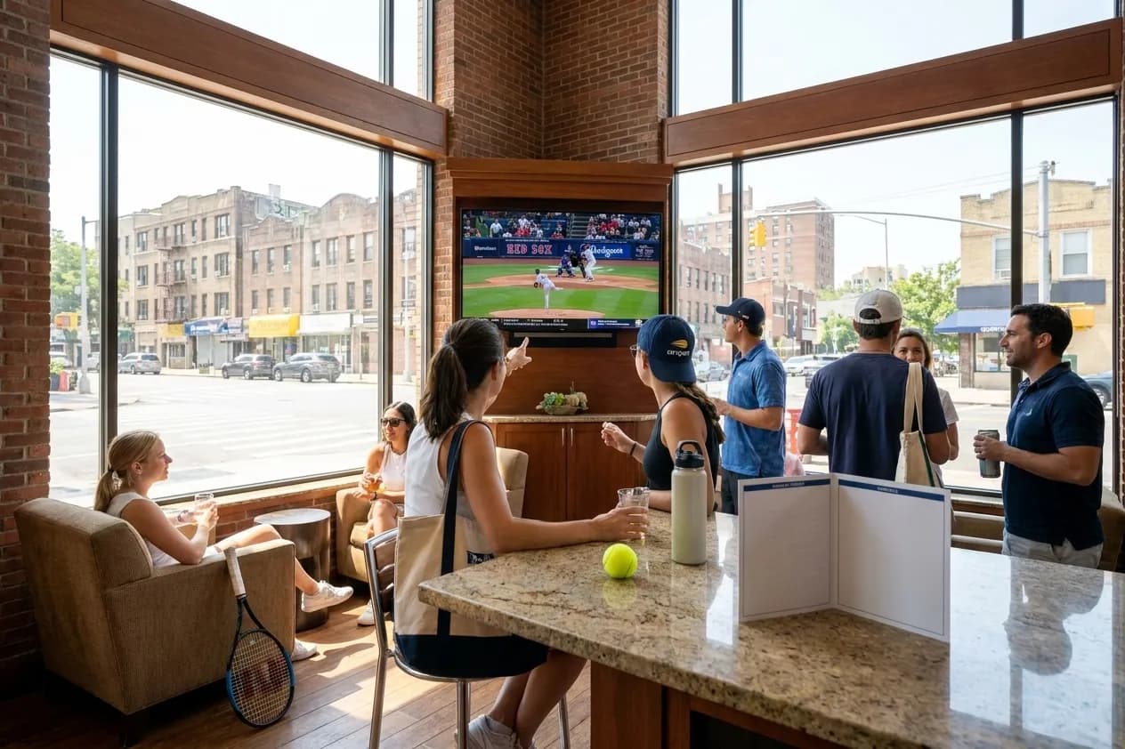 A bright Queens local-life scene connected to Red Sox vs Dodgers Watch: NYC Hotel Lobby Bars US Open.