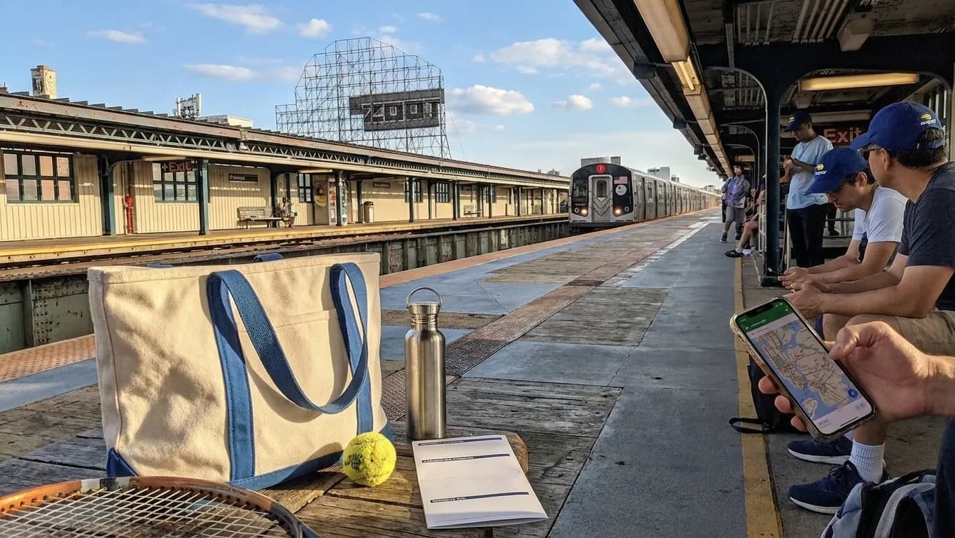 A bright Queens local-life scene connected to Sam Altman Singularity Questions for AI Tennis Planning.