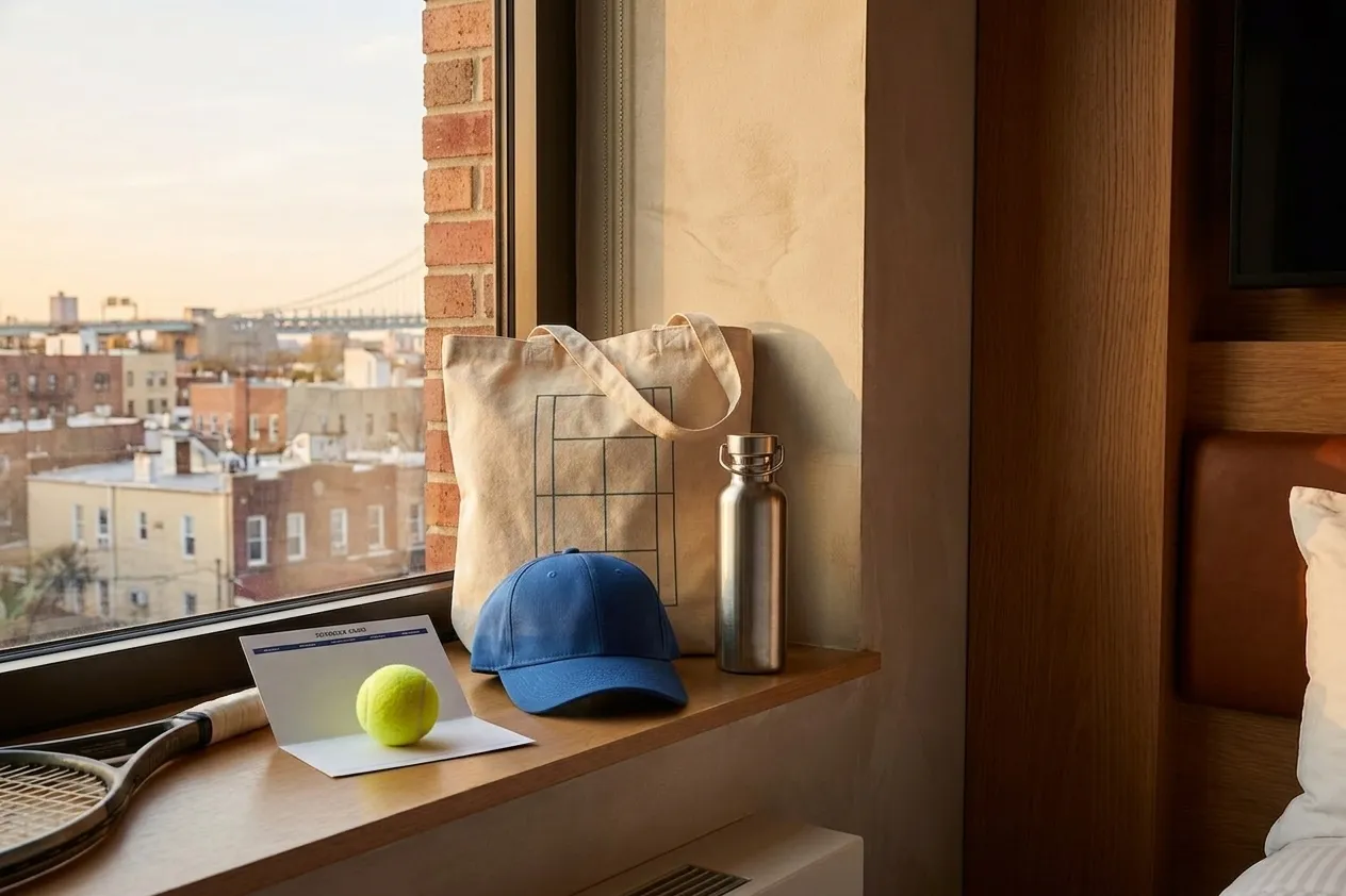 A bright Queens local-life scene connected to House Beautiful Hotel Room Resets During US Open Week.