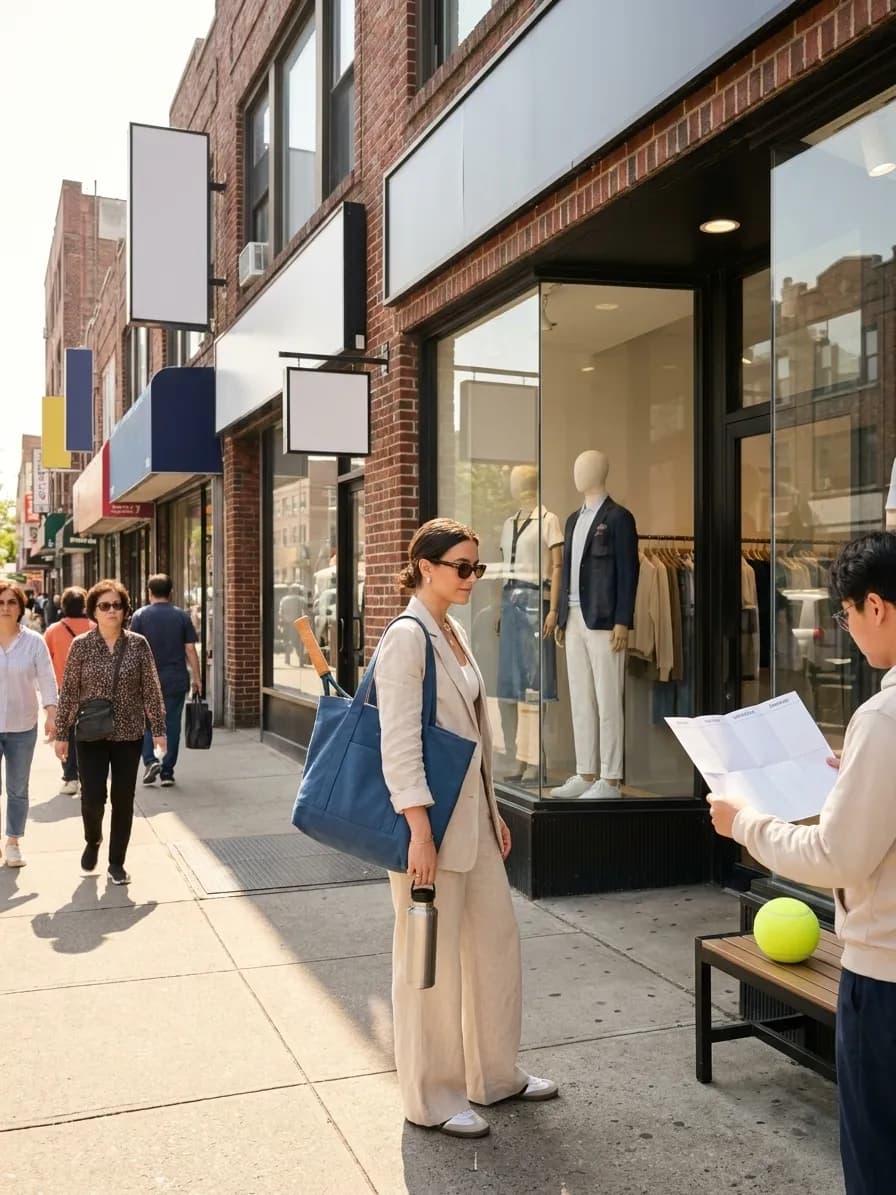 A bright Queens local-life scene connected to Anamaria Goltes Fashion Boutiques Near Queens US Open Venue.