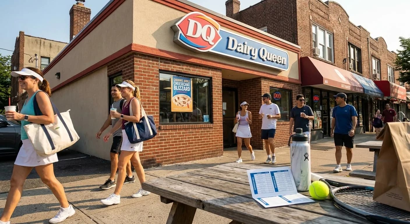 A bright Queens local-life scene connected to DQ Caramel Apple Cheesecake Blizzard: Queens Dairy Queen Locations Open Week.