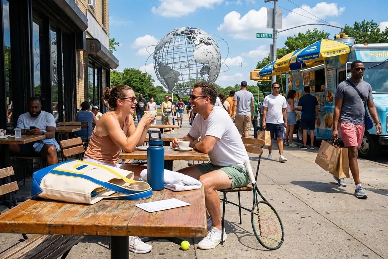 Bright Queens local-life detail for Carson Beck Football Talk Stops Near US Open 2026.